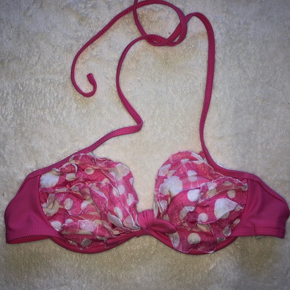 Pink ruffle Bikini top